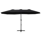 Parasol ogrodowy na słupku aluminiowym, 460 x 270 cm, czarny