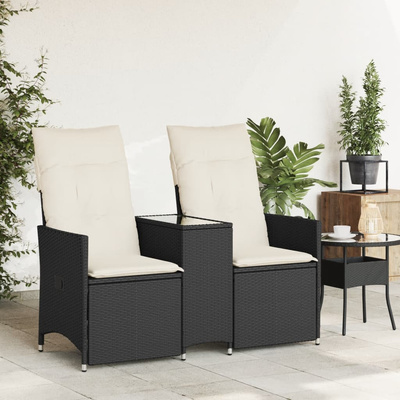 Rozkładana sofa ogrodowa dla 2 os., ze stolikiem, czarna