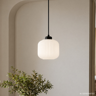 ESTILO lampa wisząca czarny 1x40W E27 klosz biały
