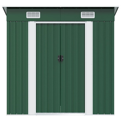 Metalowa szopa ogrodowa, kolor zielony