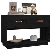 vidaXL Szafka pod TV, czarna, 90x40x60 cm, lite drewno sosnowe