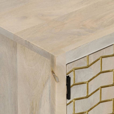 vidaXL Szafka pod TV, 110x30x40 cm, bielone drewno mango