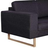 3-osobowa sofa tapicerowana tkaniną, czarna