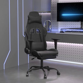 vidaXL Fotel gamingowy z podnóżkiem, czarny, sztuczna skóra