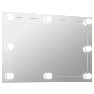 vidaXL Lustro ścienne z lampkami LED, bez ramy, prostokątne, szklane