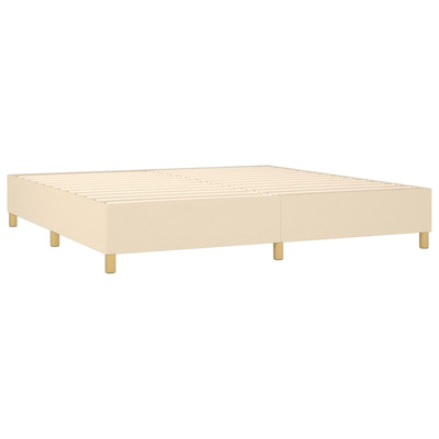 vidaXL Łóżko kontynentalne z materacem, kremowe, 200x200 cm, tkanina model standard