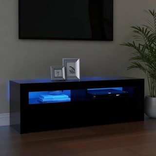 vidaXL Szafka pod TV z oświetleniem LED, czarna, 120x35x40 cm
