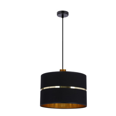 Lampa wisząca z abażurem Assam czarna ze złotym pasem nowoczesna do salonu