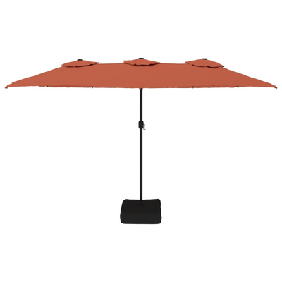 Podwójny parasol ogrodowy z LED, terakotowy, 449x265 cm