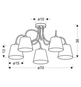 Lampa sufitowa chromowa 5x40W abażur z tkaniny Luk Candellux 35-70753