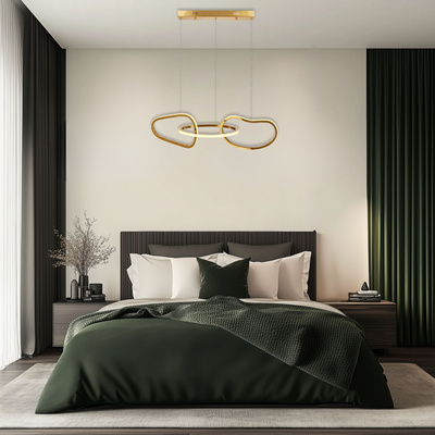 Lampa wisząca ANNELI elegancka – złota nieregularna forma 125 cm – designerska lampa salonu i jadalni LED 3000K