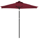 Parasol ogrodowy LED, stalowy słupek, bordowy, 225x225x212 cm