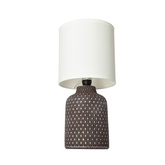 Lampka nocna Iner brązowa ceramiczna z abażurem klasyczna