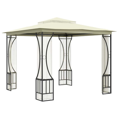 vidaXL Altana ogrodowa z siatkami, 300x300x265 cm, kremowa