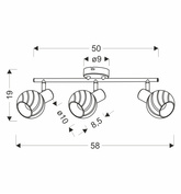 GRANO lampa sufitowa czekoladowy 3x40W E14 klosz biały