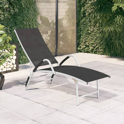 vidaXL Leżak z tworzywa textilene i aluminium, czarny