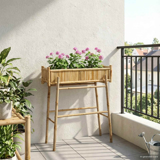 Doniczka ogrodowa z uchwytem Naturalny 100 x 38 x 114 cm Bambus