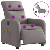 vidaXL Rozkładany fotel masujący, elektryczny, kolor taupe, tkanina