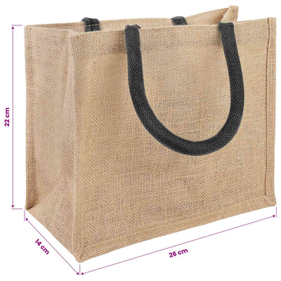 Torebki jutowe 50 Naturalny i czarny 26 x 22 x 14 cm