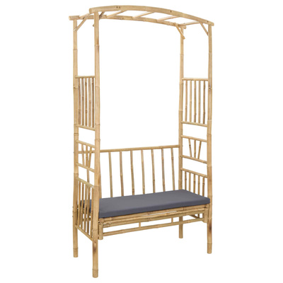 Łuk ogrodowy z ławką ciemnoszary 115 x 50 x 205 cm Bambus
