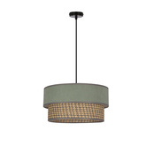Lampa wisząca z abażurem Livorno miętowo szaro beżowa do salonu