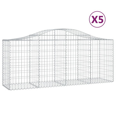Kosze gabionowe łukowe 5 szt. 200x50x80/100 cm, ocynkowane żelazo