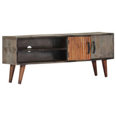 vidaXL Szafka pod TV, szara, 130x30x46 cm, lite surowe drewno mango
