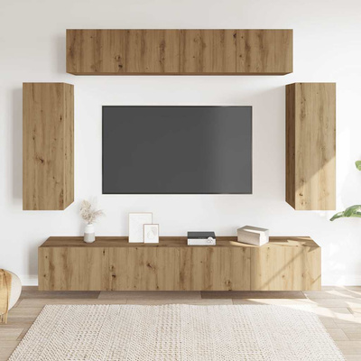 6-cz. zestaw szafek TV, dąb artisan, materiał drewnopochodny