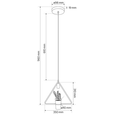 Lampa wisząca z doniczką, MEA, roślina, trójkąt, IP20, E27, EDO777545 EDO Solutions