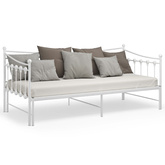 z wysuwaną ramą łóżka, biała, metalowa, 90x200 cm Sofa