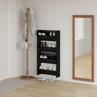 Szafka na buty z półką 2 pcs Czarny Dąb 60 x 18 x 60 cm