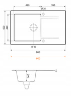 Zlewozmywak Estein 86 8M / czarny metalik
