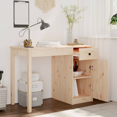 vidaXL Biurko, 100x50x75 cm, lite drewno sosnowe