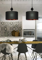 Lampa wisząca z abażurem Melba czarna z miedzianym wnętrzem do salonu