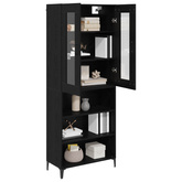 Highboard Czarny Dąb 69,5 x 34 x 180 cm Drewno inżynieryjne