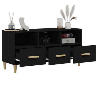 vidaXL Szafka pod TV, czarna, 102x36x50 cm, materiał drewnopochodny wariant 7