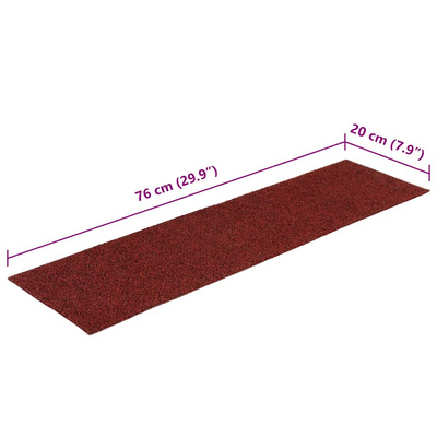 Maty na schody samoprzylepne 15 szt. 76x20 cm Bordowo-czerwone prostokątne