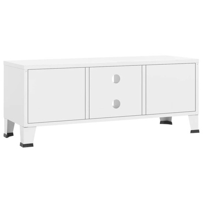 vidaXL Industrialna szafka pod TV, biała, 105x35x42 cm, metalowa