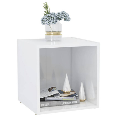 vidaXL Szafka pod TV, wysoki połysk, biała, 37x35x37 cm