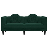Sofa 2-osobowa z poduszkami, ciemnozielona, aksamit