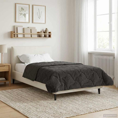 Letni Kołdra Antracyt 155 x 200 cm Mikrofibra i Fleece Teddy