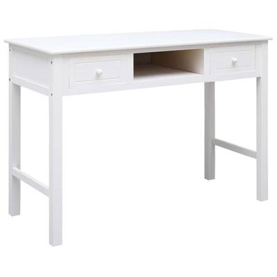 vidaXL Biurko, białe, 108x45x76 cm, lite drewno paulowni