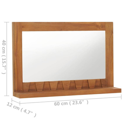 vidaXL Lustro ścienne z półką, 60x12x40 cm, lite drewno tekowe