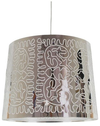 Lampa wisząca z abażurem Andromeda klasyczna srebrna pojedyncza 35 cm