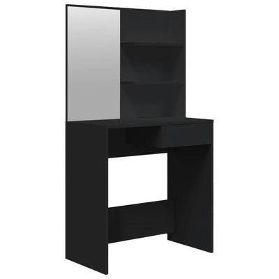 vidaXL Toaletka z lustrem, czarna, 74,5x40x141 cm
