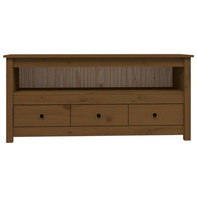 vidaXL Szafka pod TV, miodowy brąz, 114x35x52 cm, lite drewno sosnowe