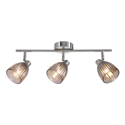 Lampa sufitowa Jeffrey listwa ze szklanymi kloszami 3-punktowa do salonu
