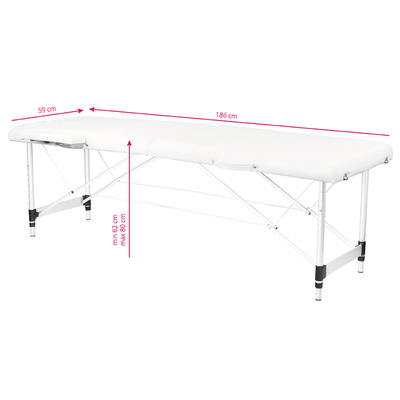 Stół składany do masażu aluminiowy komfort Activ Fizjo 2 segmentowe white 126962