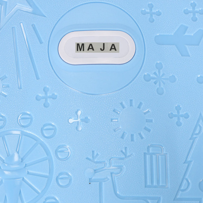 Walizka podróżna kabinowa dla dzieci na kółkach LED bagaż podręczny z imieniem niebieska