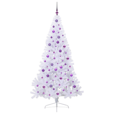 Sztuczna choinka z 300 diodami LED Biały 210 cm PVC i stal